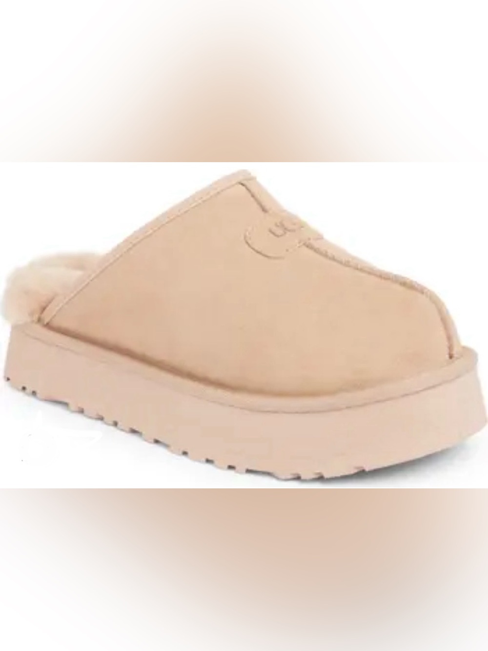UGG Discoquette - Plush-Lined Suede Slip-On Mule Slippers in Sand